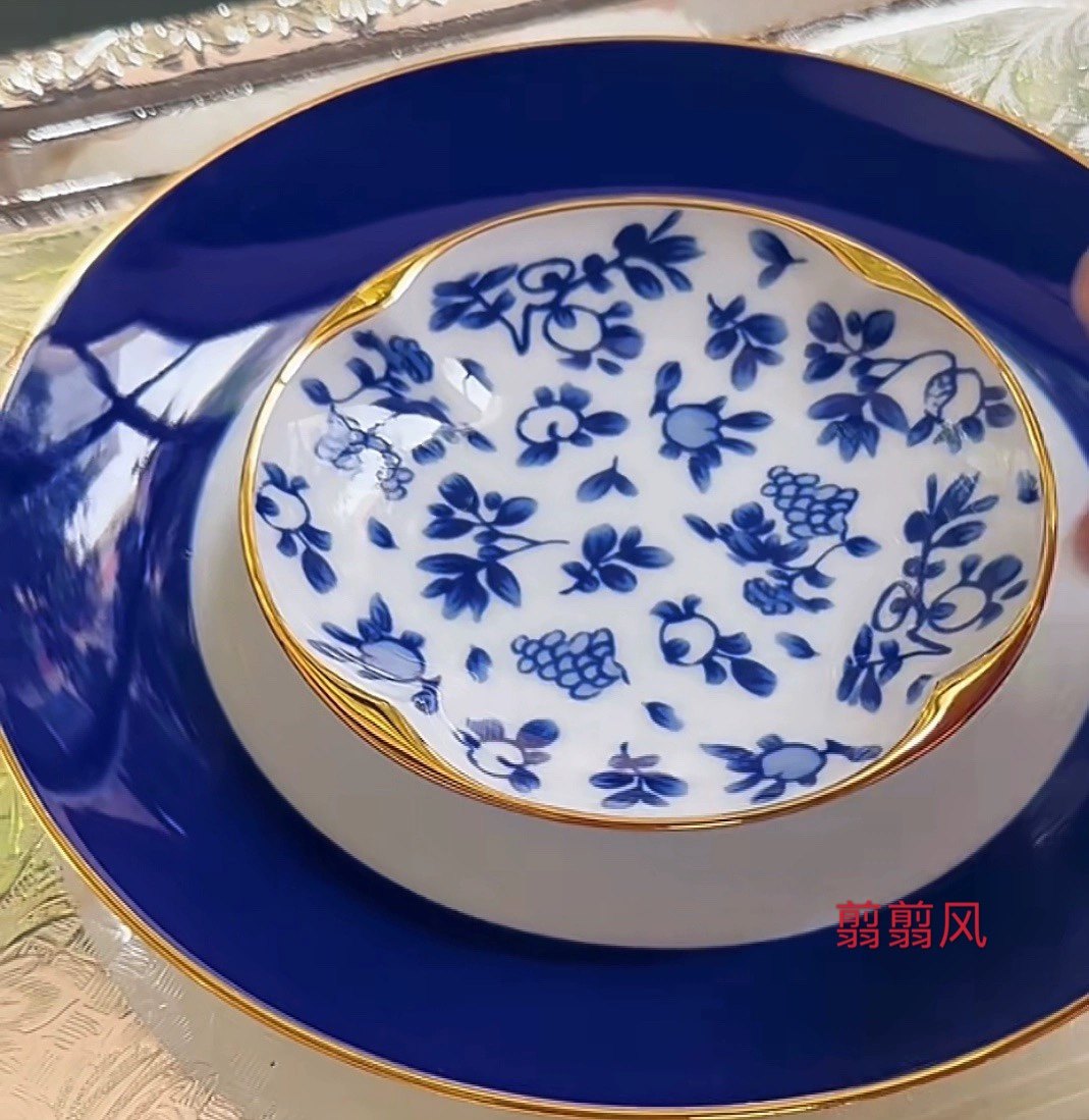 国丽固LEGLE法青花盘进口复古花色餐碗调料碟欧式青花瓷中式餐具