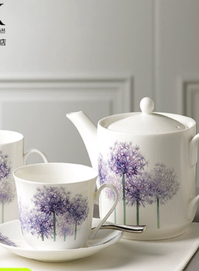 英产roykirkham罗伊柯卡姆骨瓷马克杯蓝色茶壶高颜值进口吉安花