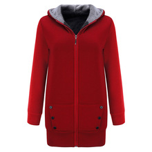 coat 外套女Woman 跨境2019秋冬欧美新款 抓绒加厚连帽卫衣休闲开衫