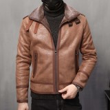 仿麂皮绒羊羔毛皮毛一体机车皮衣男外套大码棉衣大货F11P245控298，男装皮衣，电商D318(原电商B337)