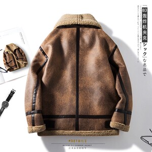 冬季大码男皮毛一体羊羔绒加绒加厚麂皮绒外套F9901-P245控358图片