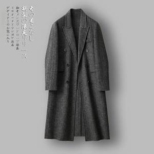 双面羊毛呢大衣西装领男羊绒大衣过膝长款外套F5502#P355控638图片