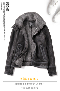 仿麂皮绒羊羔毛皮毛一体机车皮衣男外套棉服大码F11-P245控298主图片