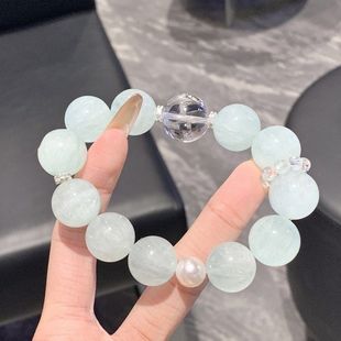 【湛蓝如镜】冰透湖水蓝气质手饰串珠情侣款高颜值拉丝绿萤石手串