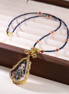 国潮南红玛瑙项链绳扎基拉姆唐卡佛牌吊坠绳藏风轻奢款简约锁骨链