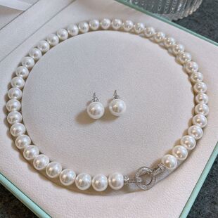 澳白母贝珍珠项链女秋冬轻奢高级感小众毛衣链百搭锁骨颈链配饰品