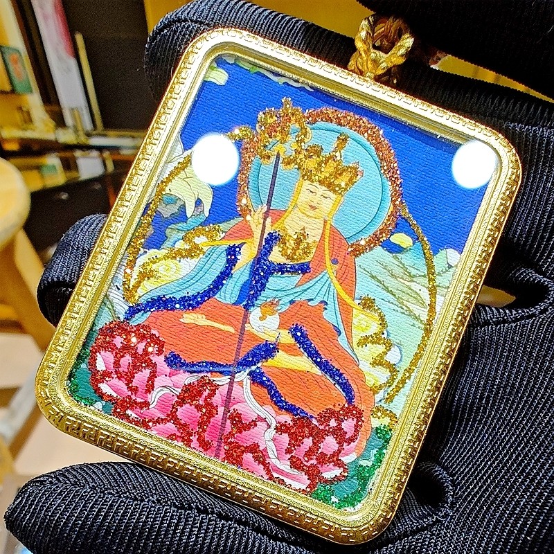 地藏王单面西藏唐卡吊坠挂件项链