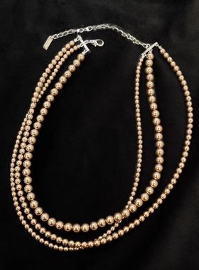 三层叠戴珍珠项链女不掉色百搭秋冬串珠毛衣链高级感锁骨颈链饰品