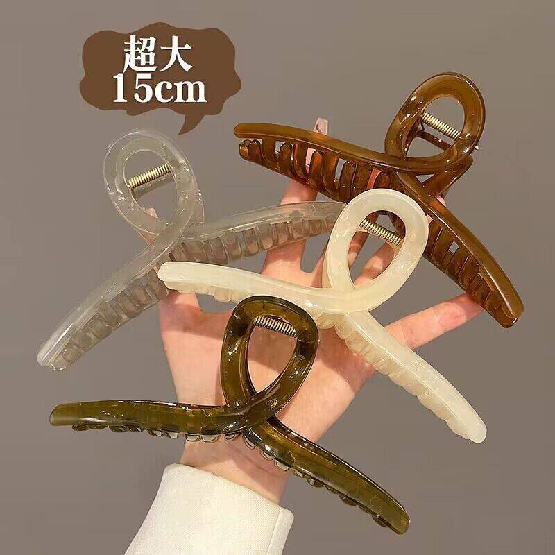 15cm超大号果冻色大号抓夹发量多后脑勺鲨鱼夹亚克力气质发卡头饰