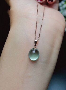 爆款批发镀S925银仿葡萄石吊坠女简约风起荧光清新锁骨链生日礼物