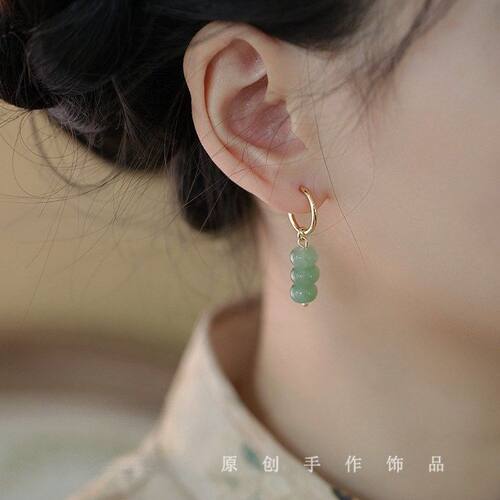 语安*东陵石耳环小众设计感可送闺蜜耳环夏季女