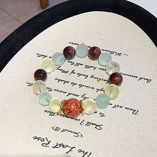 天然多宝水晶手串 柠檬晶水晶手饰串原创小众设计 绿萤石手串水晶