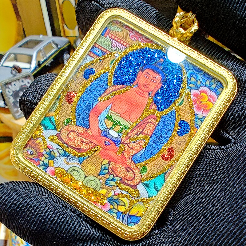阿弥陀佛】狗猪【十二生肖】纯手绘彩金】唐卡吊坠挂件项链送绳