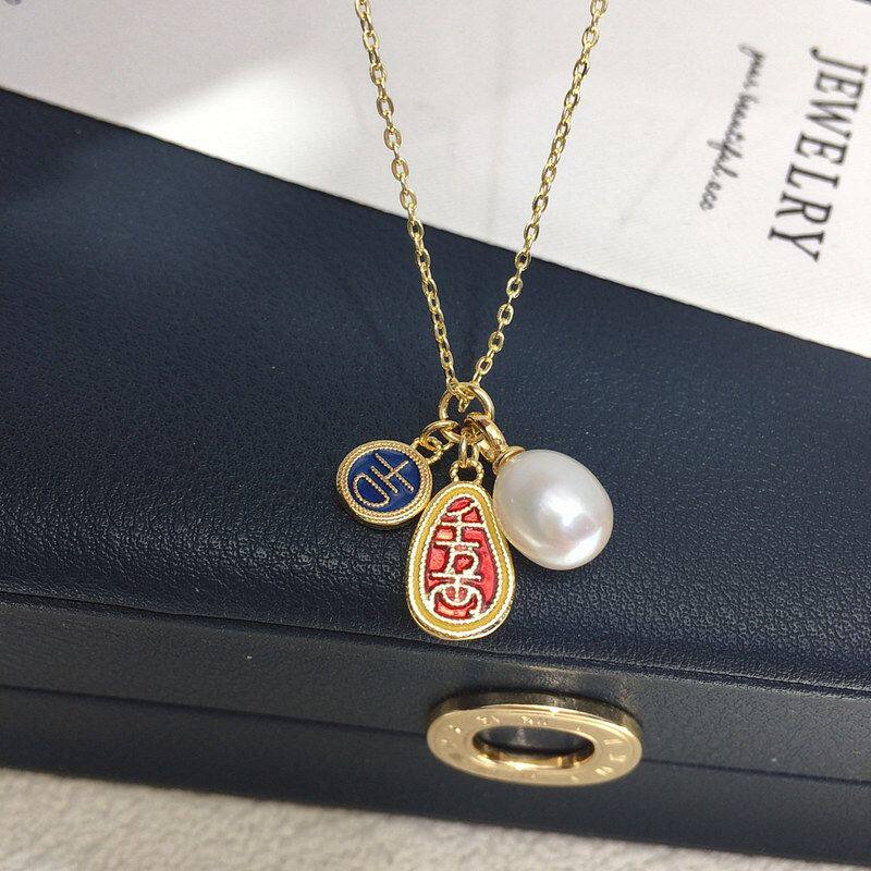 天然淡水珍珠米珠吊坠新中式吉福千万水滴形珍珠项链诸暨直播批发