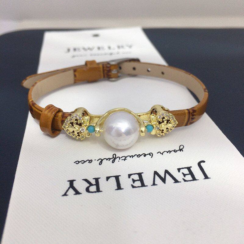 设计款大点位10-11mm正圆天然淡水珍珠复古手镯手环表带手饰批发