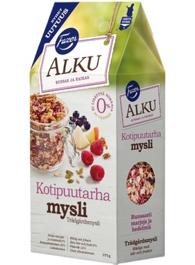 现货 北欧芬兰直邮 Fazer Alku 375g 家庭花园 水果全麦麦片 无糖