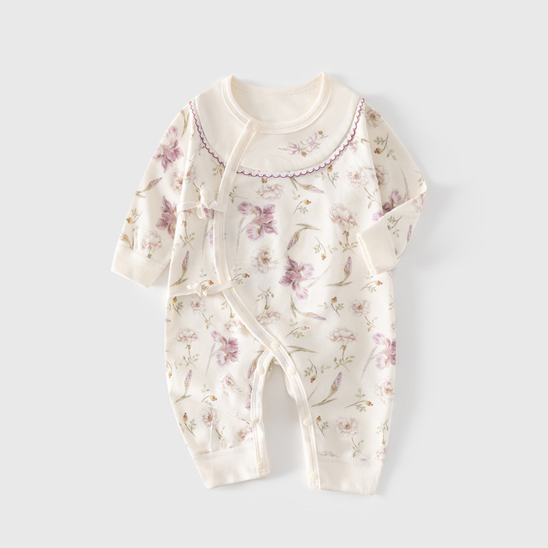 新生婴儿连体衣女宝宝蝴蝶衣哈衣纯棉初生儿和尚服爬服春秋衣服