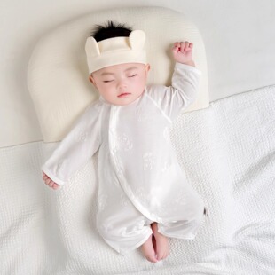蝴蝶哈衣宝宝护肚薄款 和尚服空调服爬服 连体衣莫代尔长袖 婴儿夏季