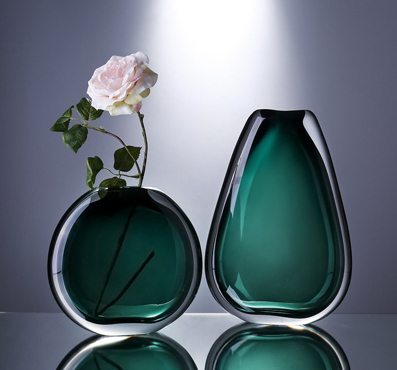 现代简约彩色玻璃花瓶摆件轻奢创意客厅插花餐桌水培插花器装饰品