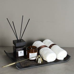 样板间卫生间洗手台香薰毛巾托盘组合摆件卫浴室收纳盘搭配装 饰品