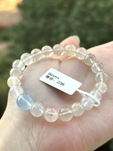 天然海蓝宝银发晶手串 diy搭配 百搭时尚水晶手串 有鉴定证书