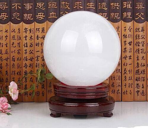 天然白水晶球摆件 方解石冰洲球客厅玄关卧室办公室居家开业礼品