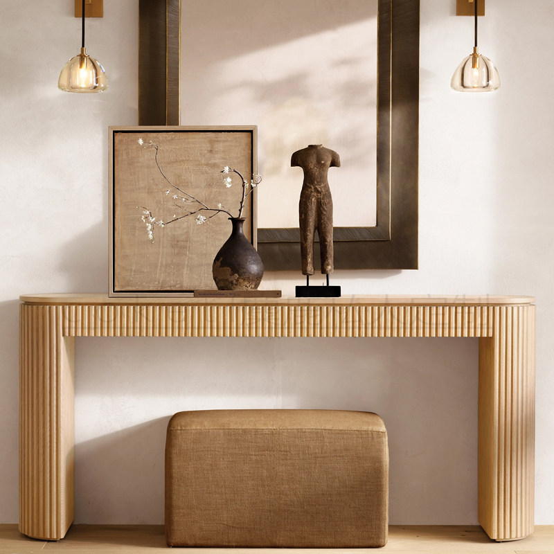 RH BYRON美式乡村简约实木玄关桌设计师款端景台客厅靠墙条案长桌