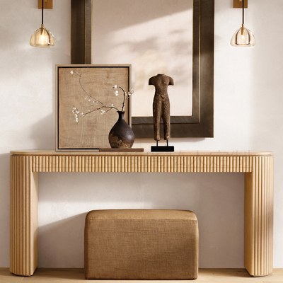 RH BYRON美式乡村简约实木玄关桌设计师款端景台客厅靠墙条案长桌