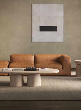 Nissa意式极简天然大理石椭圆形茶几家用设计师款客厅洞石咖啡桌