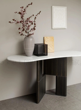 Tetris法式设计师款胡桃木色入户进门玄关桌别墅客厅靠墙长条几