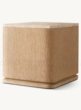 Ligné Emperador底座方形边桌RH美式乡村大理石实木客厅沙发边几