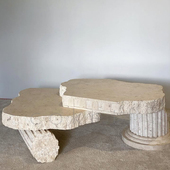 侘寂风天然罗马异形洞石茶几设计师款 高级感中古客厅咖啡桌 法式