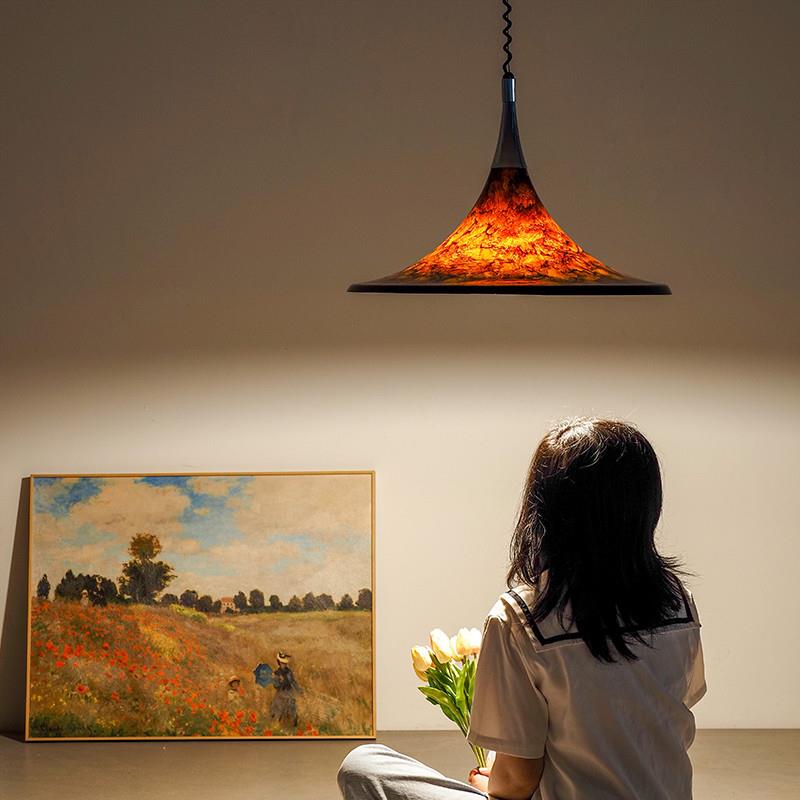 凡光客厅Vintage中古风格亚克力有机玻璃餐厅客厅可调节伸缩吊灯