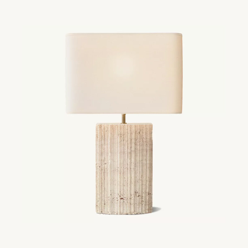 Tallado Travertine天然罗马洞石大理石台灯卧室床头灯设计师别墅