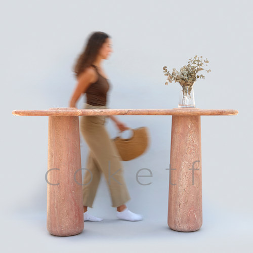 coketf异形红洞石玄关桌