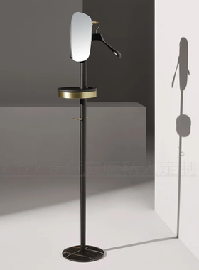 Glan中古风实木大理石衣帽架落地卧室挂衣架设计师款衣帽间衣服架