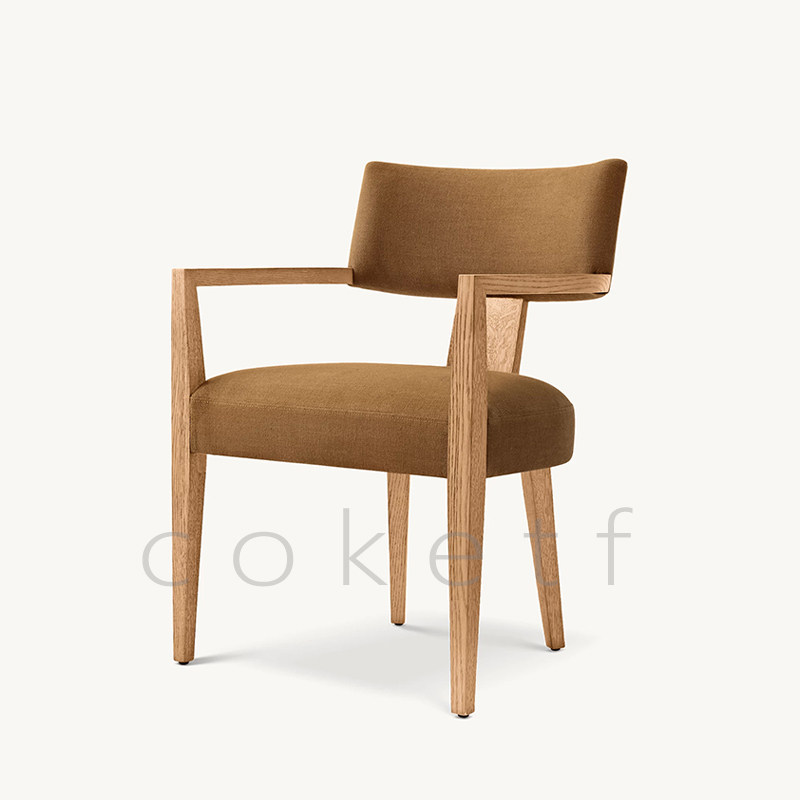 RH PADUA美式乡村实木餐椅设计师款样板间带扶手休闲艺术靠背椅子