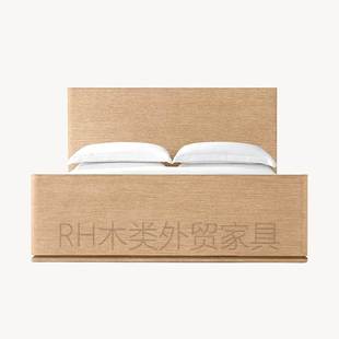 乡村风轻奢高级感简约主卧卧室实木双人床原木成人床设计师款 美式