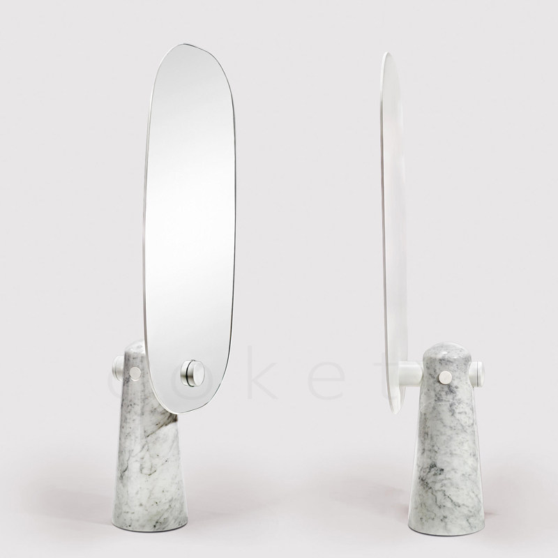 简约现代天然大理石全身镜落地镜家用高级感设计师别墅客厅穿衣镜