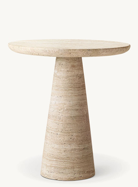 侘寂风意大利天然罗马洞石沙发边几RH Cellini设计师款艺术角几