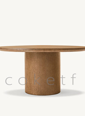 RH PADUA美式乡村实木餐桌设计师款别墅圆形桌子家用高级感吃饭桌