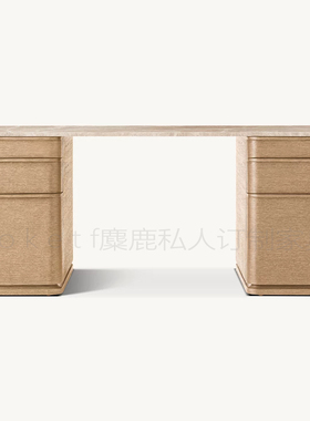 Ligné Emperador实木书桌RH美式乡村设计师款高级感大理石办公桌