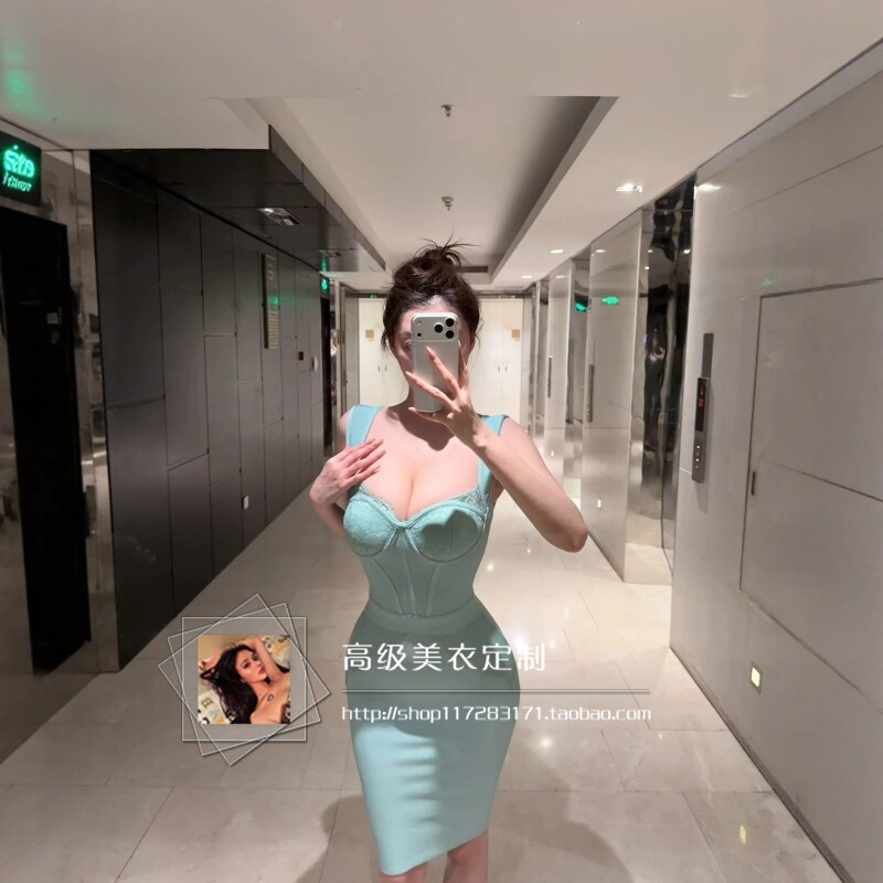 【蕾丝物语】御姐性感吊带显白温柔绷带裙蕾丝裹胸收腰包臀连衣裙