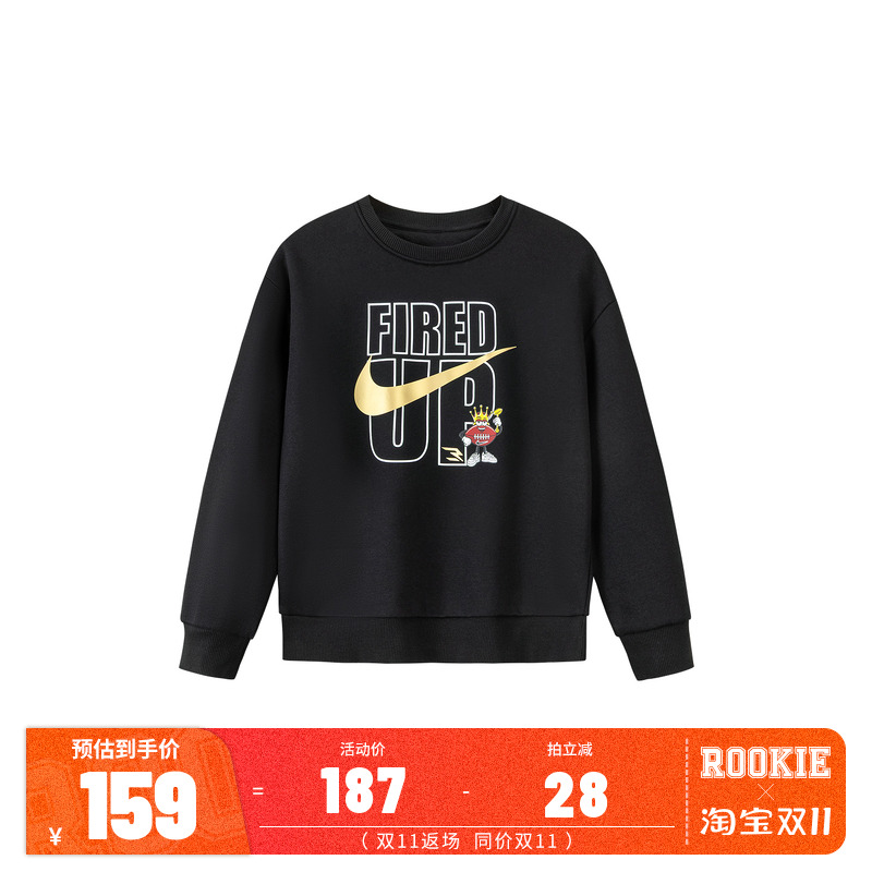 Nike 3brand男女童加绒卫衣2025冬季新品耐克童装儿童运动上衣超