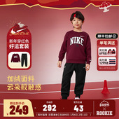 3brand儿童装 加绒红色卫衣套装 冬季 Nike 男女童保暖卫衣长裤 2件套