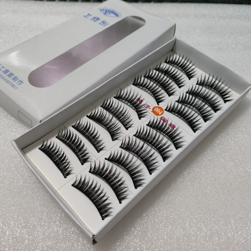 004#三棵树假睫毛浓密纤长卷翘舞台妆棉线梗10对装佩戴舒适眼睫毛