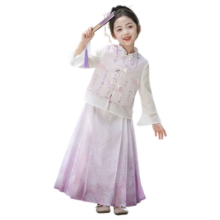 汪小荷汉服女童·锦瑟马面裙早秋新中式汉服女童唐装国风套装