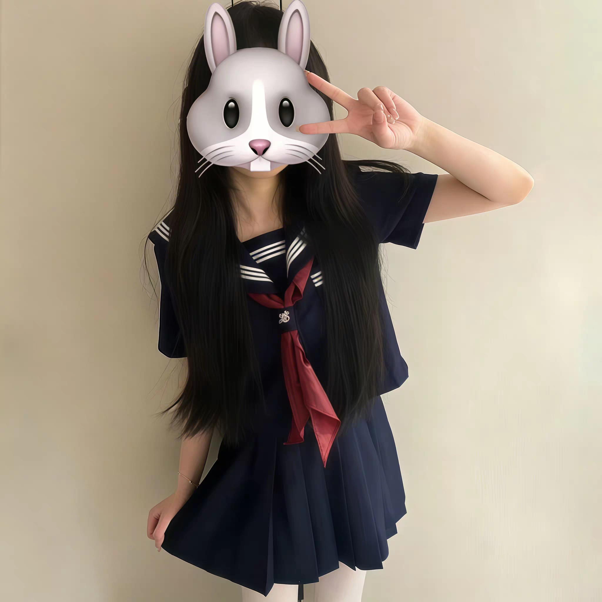裙套装原创JK制服绀三本短袖水手服叠穿绀色短裙日系校供感学院风