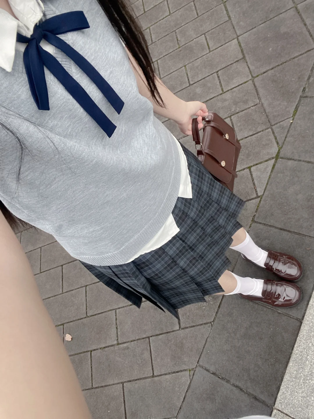 海苔Jk正版格子裙女夏季校供感浅灰马甲日系小众显瘦百搭叠穿套装图片