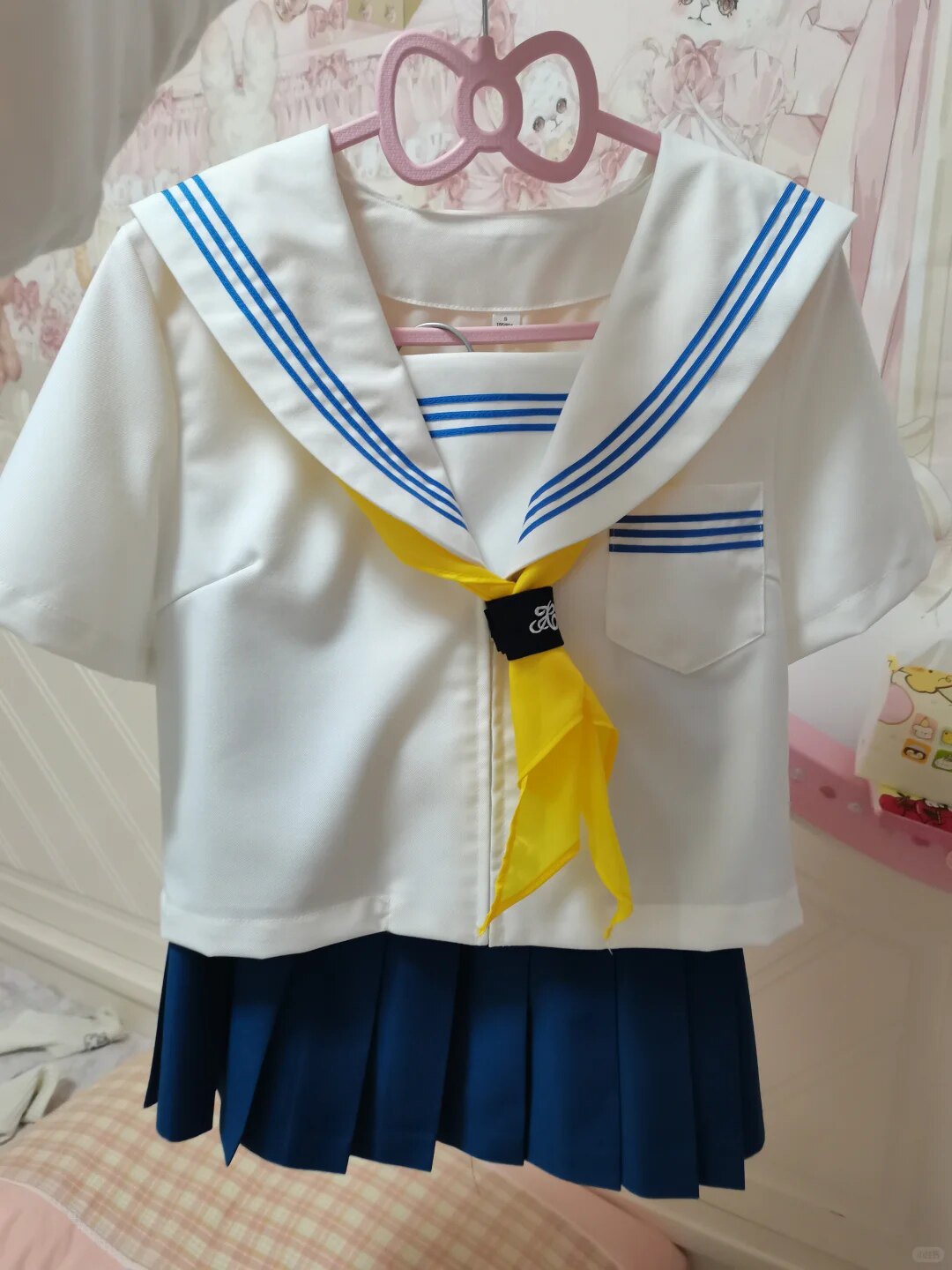 原创jk制服套装海军领学院蓝三本基础款水手服女短袖短裙夏季校服